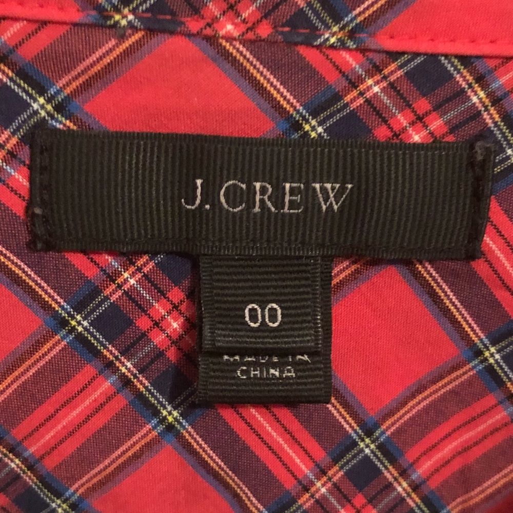 J.Crew red Tartan popover sz 00. - Picture 5 of 8